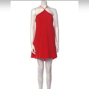 Milly‎ halterneck Cascade dress in orange